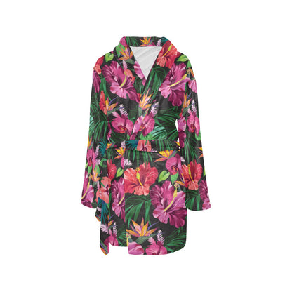 Hawaiian Flower Hibiscus tropical Women's Fleece Robe