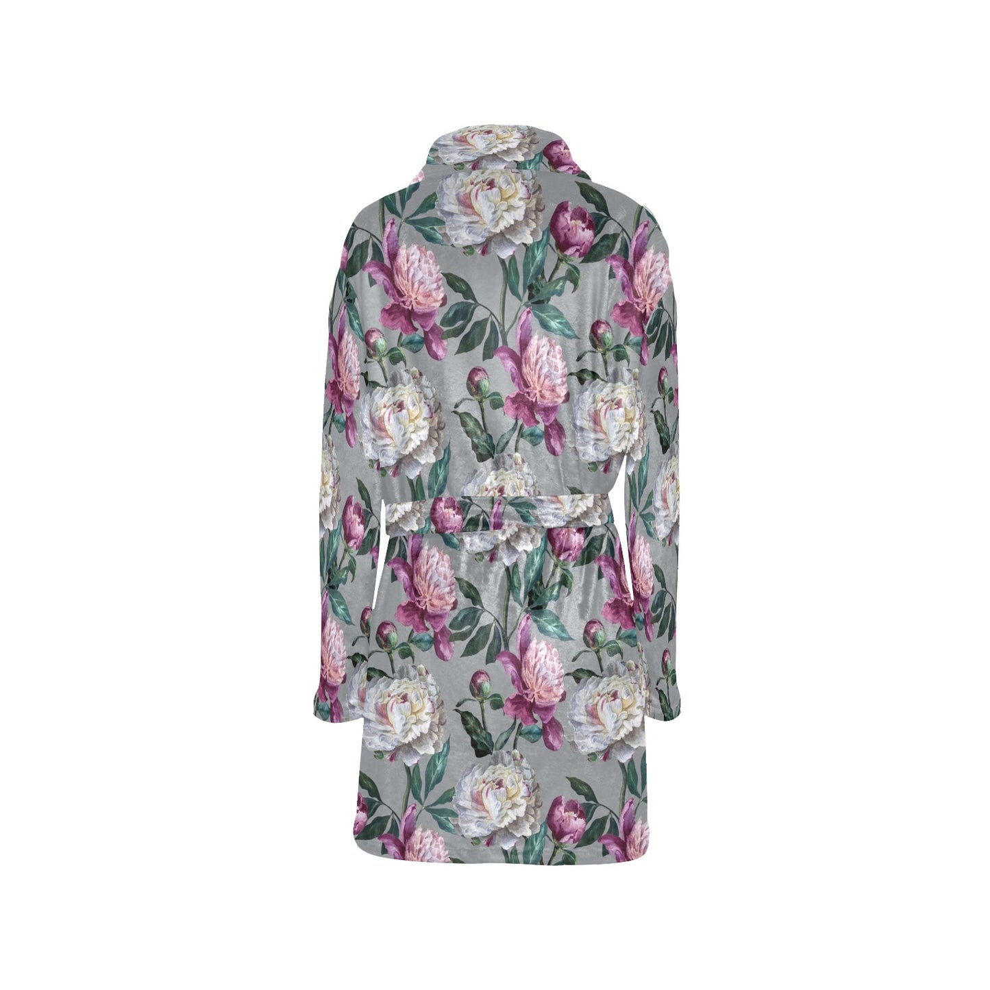 Peony Pattern Print Design PE01 Women's Fleece Robe