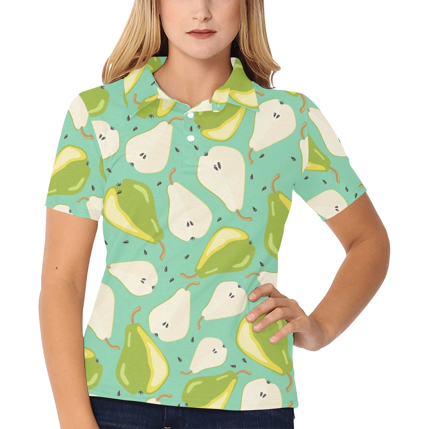 Pear Pattern Print Design PE04 Women's Polo Shirt
