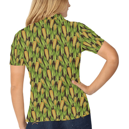 Agricultural Corn cob Print Women's Polo Shirt