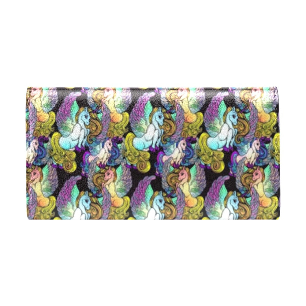 Unicorn With Wings Print Pattern Women's Trifold Wallet