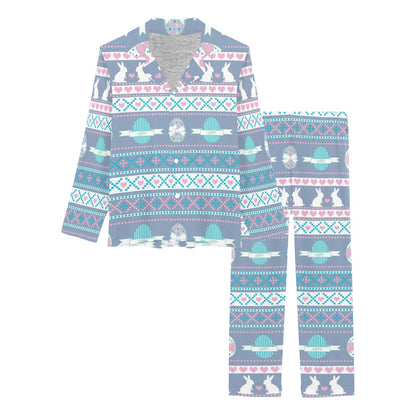 Easter Eggs Pattern Print Design RB013 Women's Long Pajama Set