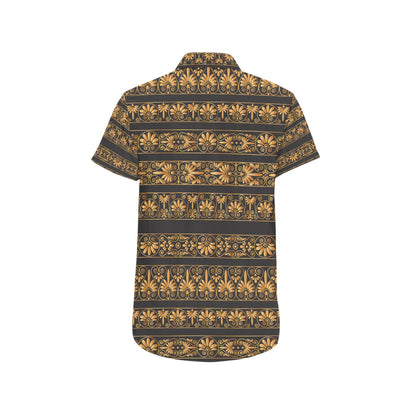 Ancient Greek Print Design LKS303 Men Short Sleeve Button Up Shirt