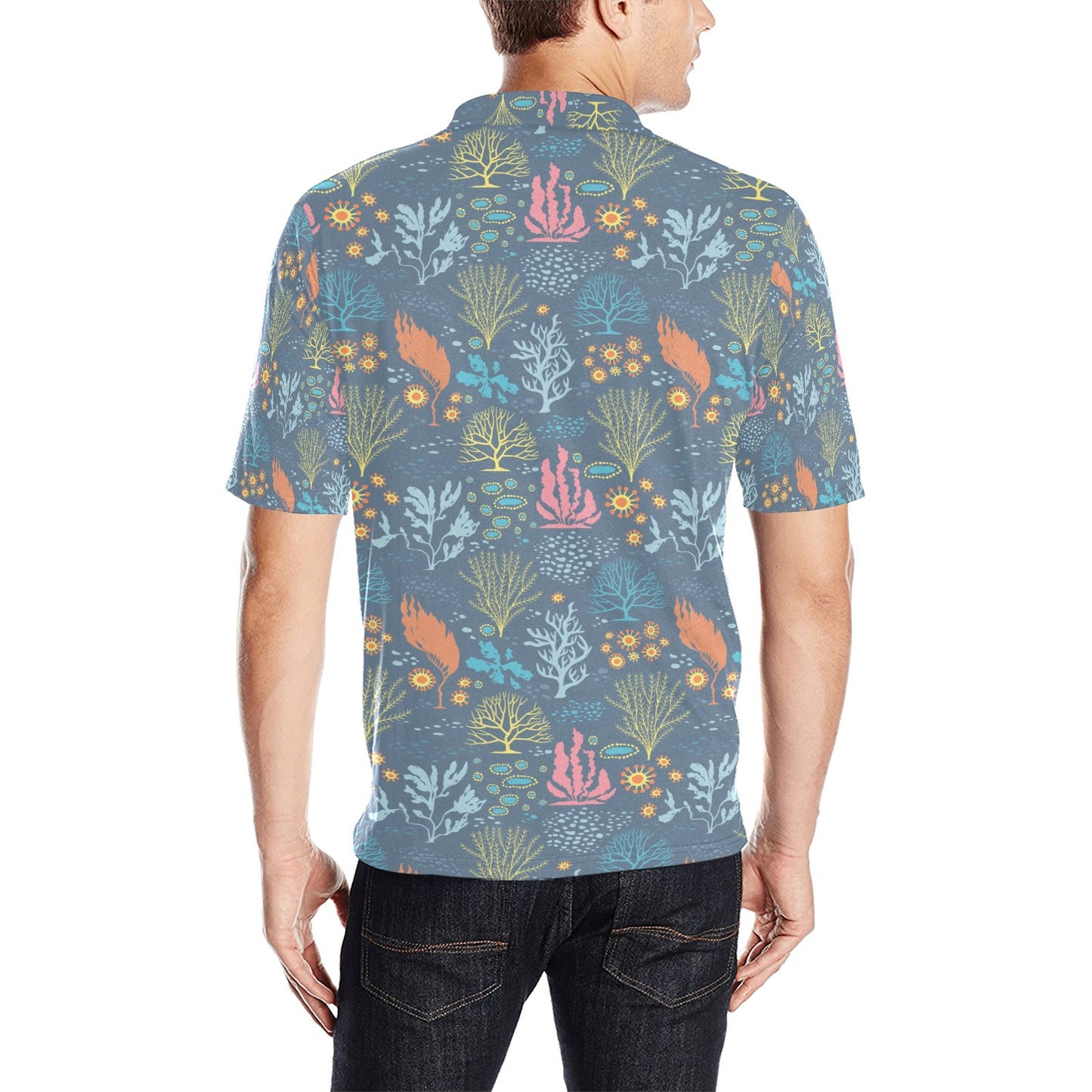 Seaweed Print Design LKS304 Men Polo Shirt