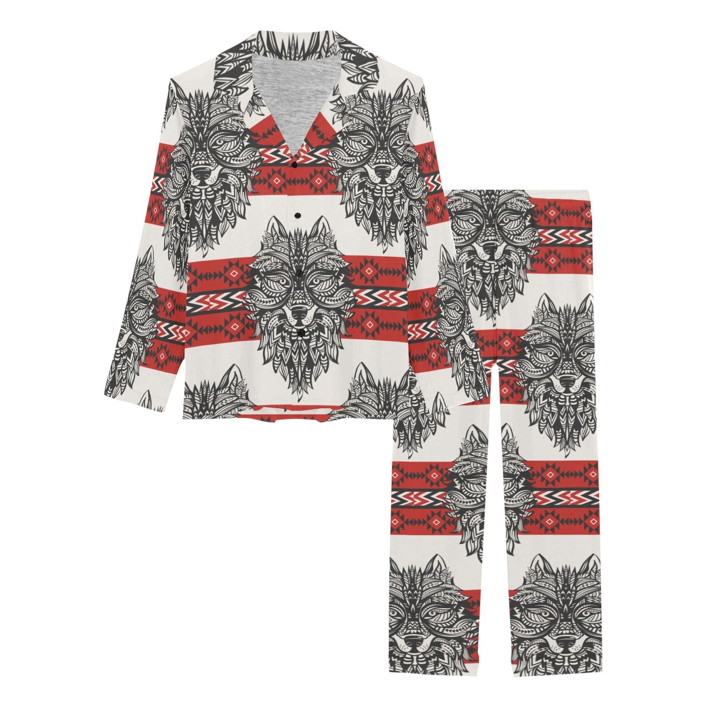Native Indian Wolf Women's Long Pajama Set