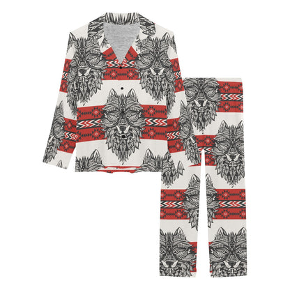 Native Indian Wolf Women's Long Pajama Set