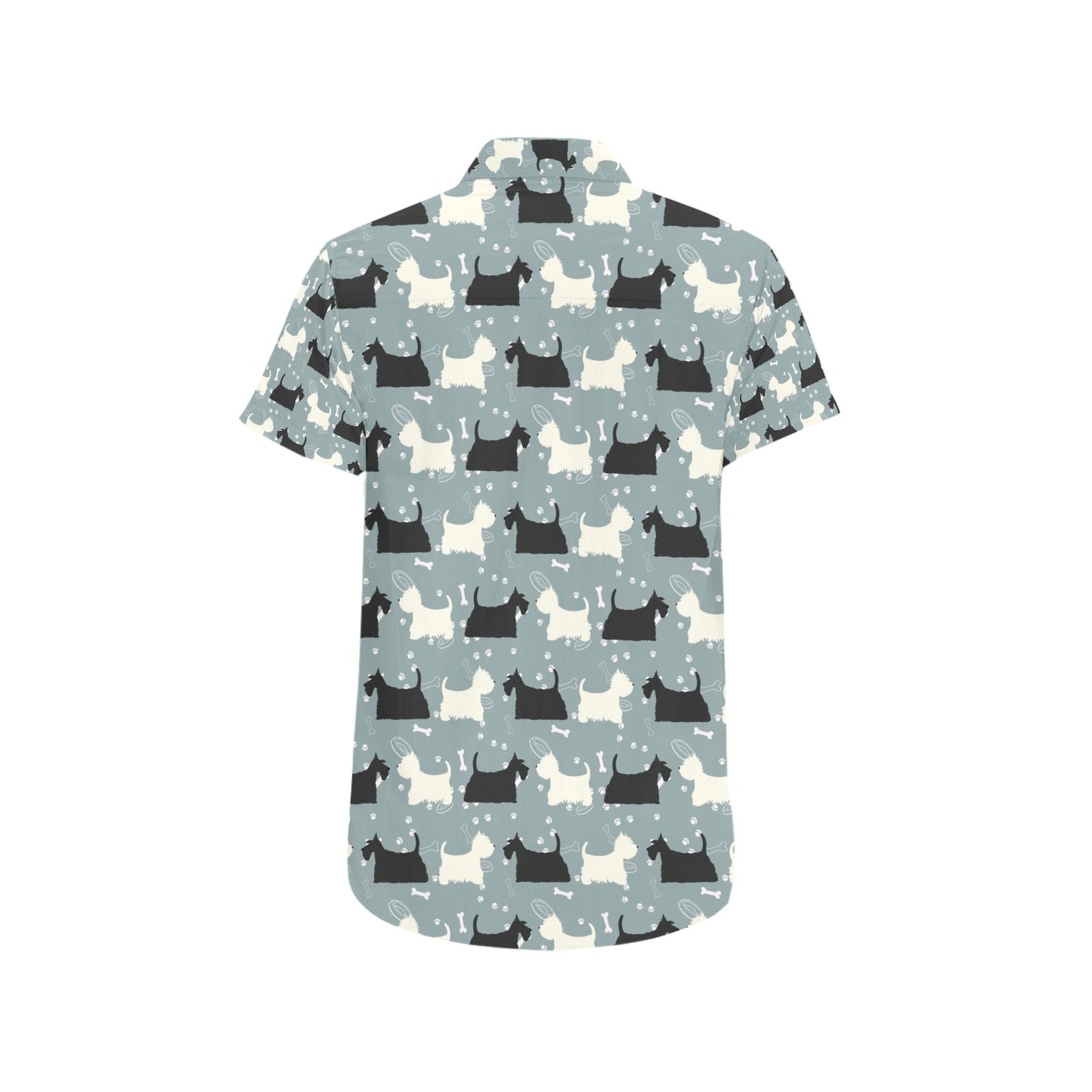 Scottish Terriers Print Design LKS301 Men Short Sleeve Button Up Shirt