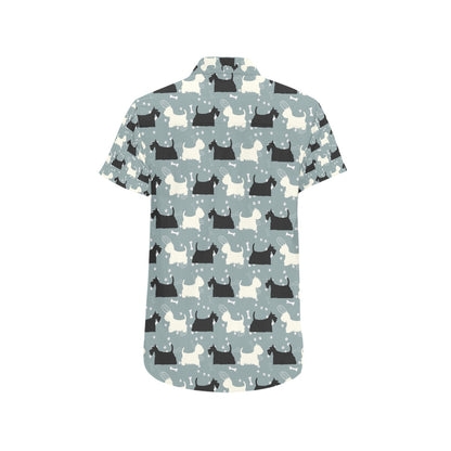 Scottish Terriers Print Design LKS301 Men Short Sleeve Button Up Shirt