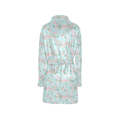Cherry Blossom Pattern Print Design 02 Women's Fleece Robe