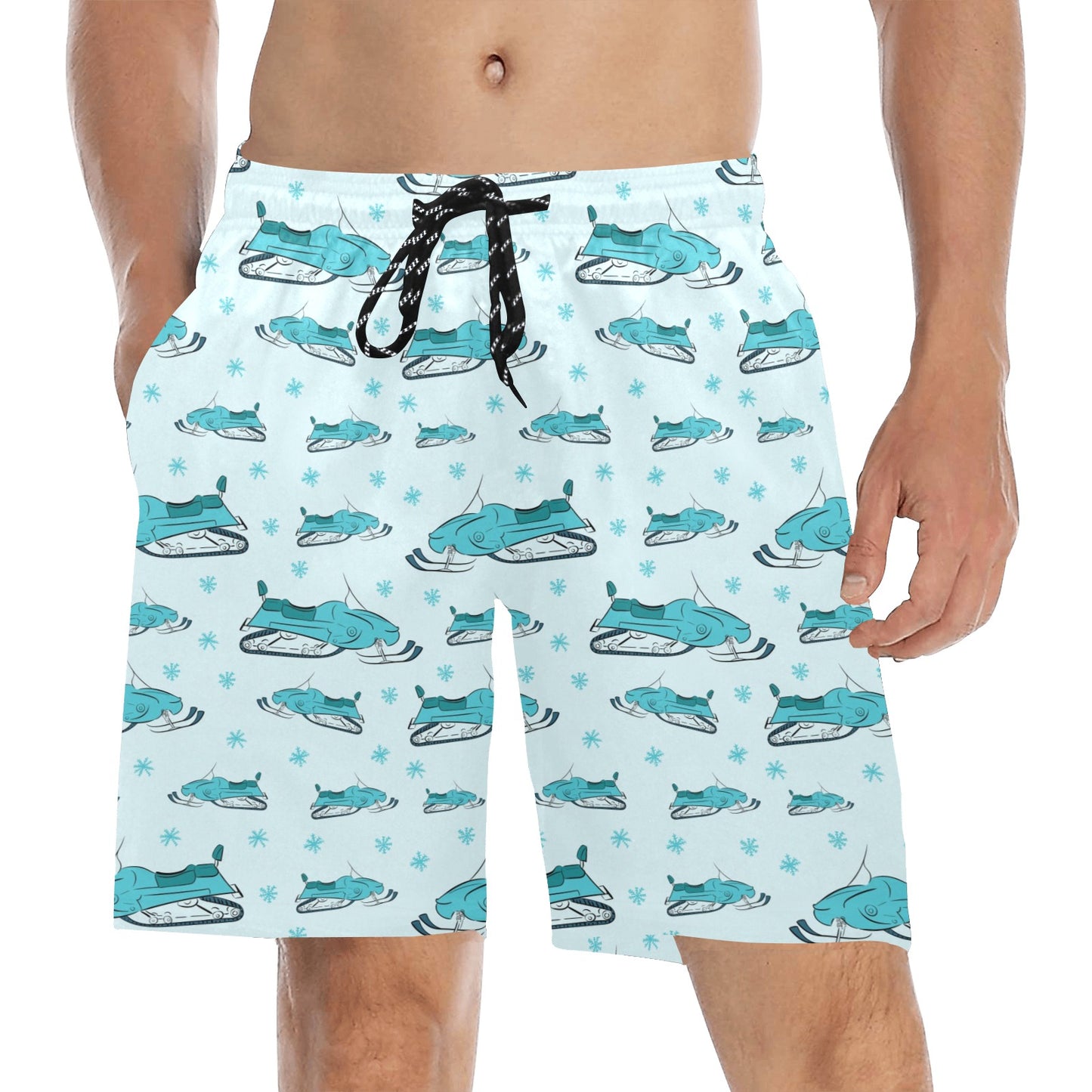 Snowmobile Print Design LKS301 Men's Swim Trunks Beach Shorts