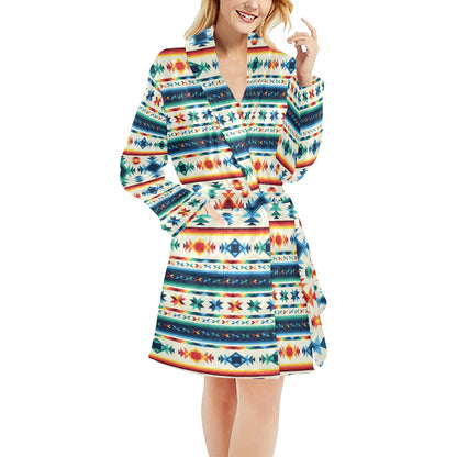 Aztec Pattern Print Design 02 Women's Fleece Robe