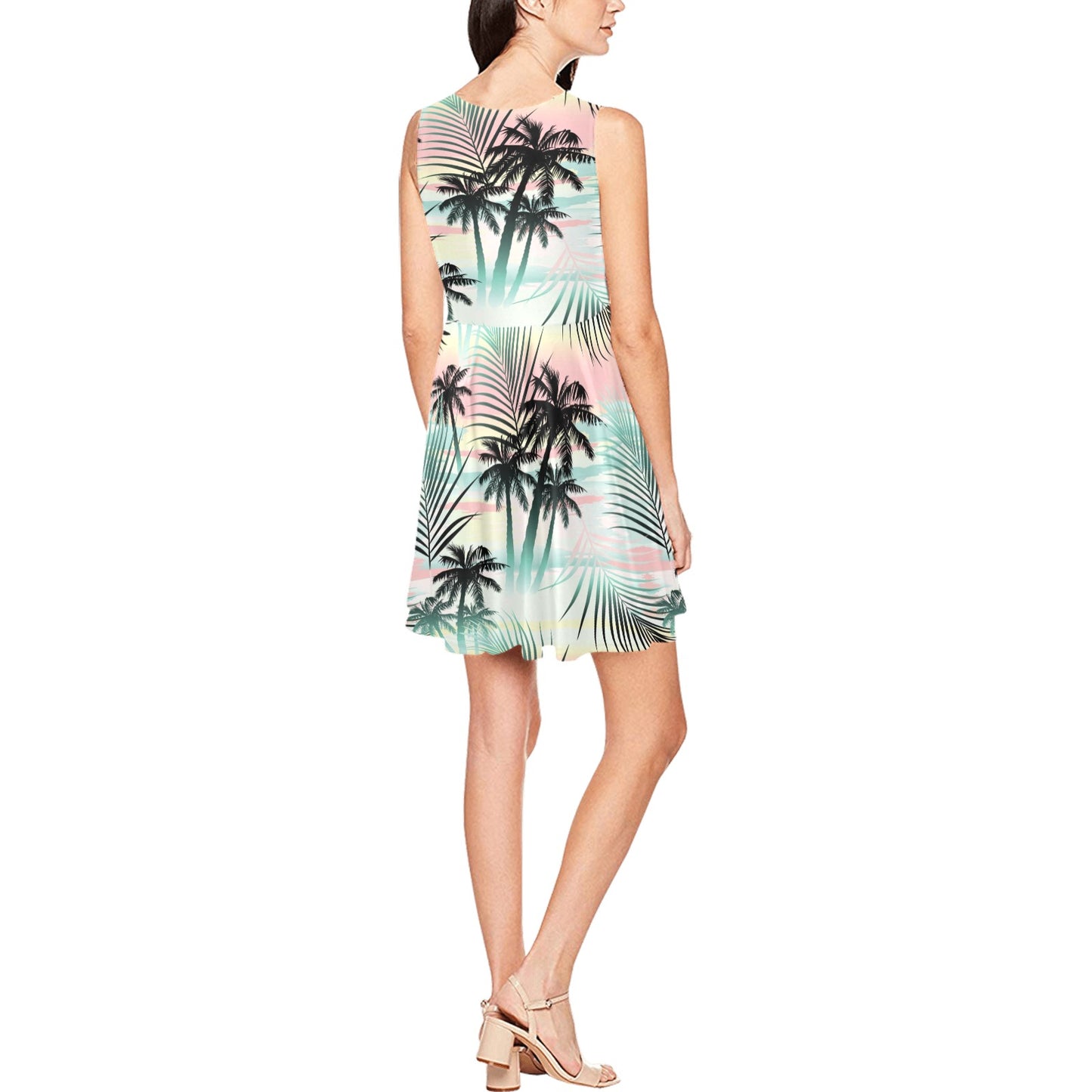 Palm Tree Pattern Print Design A03 Sleeveless Dress