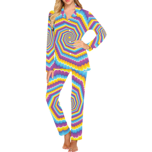 Optical illusion Pattern Print Design A04 Women's Long Pajama Set