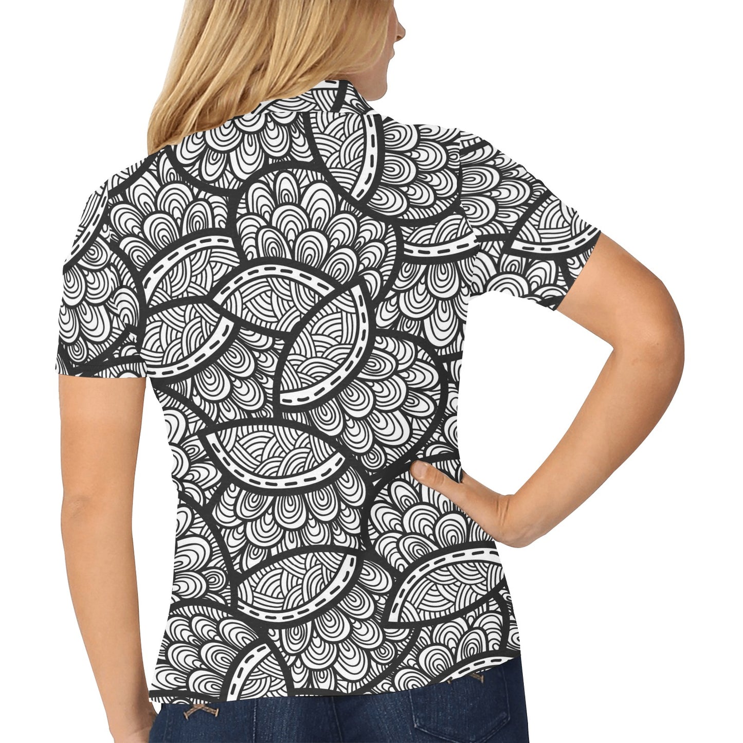 Polynesian Pattern Print Design A01 Women's Polo Shirt