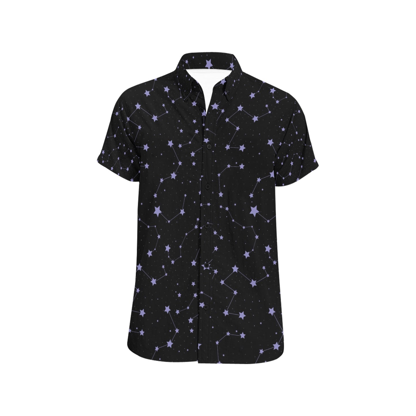 Star Print Design LKS303 Men Short Sleeve Button Up Shirt