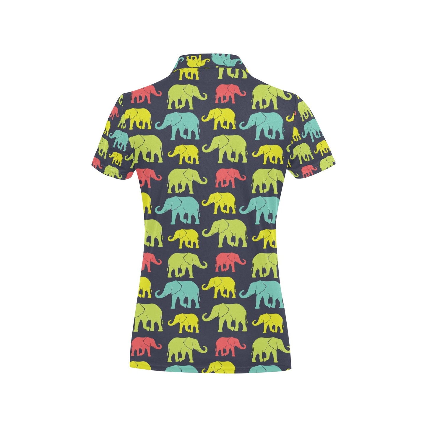 Elephant Neon Color Print Pattern Women's Polo Shirt