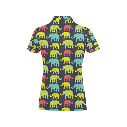 Elephant Neon Color Print Pattern Women's Polo Shirt