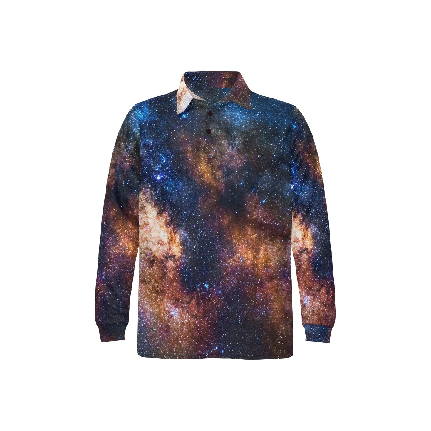 Celestial Milky way Galaxy Long Sleeve Polo Shirt For Men's