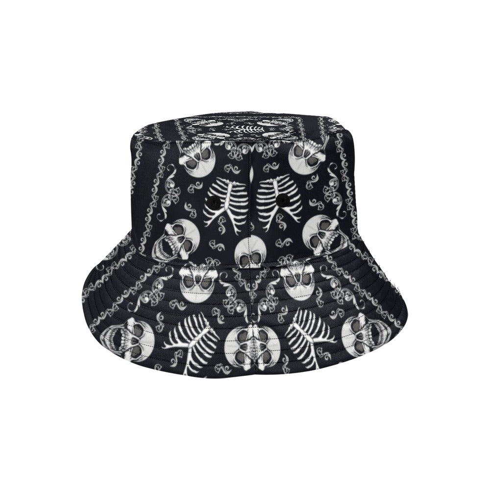 Bandana Skull Black White Print Design LKS306 Unisex Bucket Hat