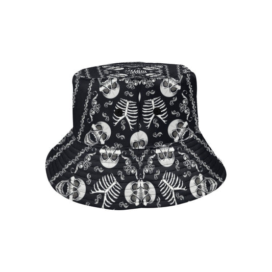 Bandana Skull Black White Print Design LKS306 Unisex Bucket Hat