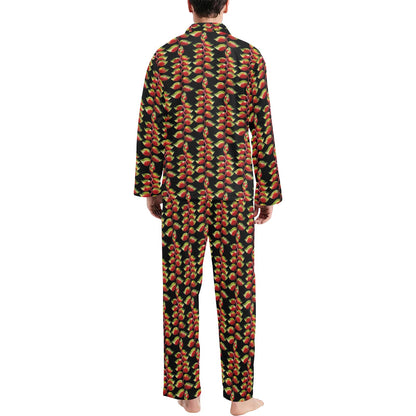 Heliconia Pattern Print Design HL05 Men's Long Pajama Set