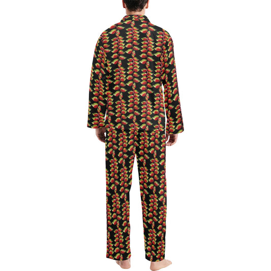 Heliconia Pattern Print Design HL05 Men's Long Pajama Set