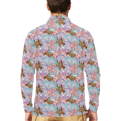 Christian Pattern Print Design 03 Long Sleeve Polo Shirt For Men's