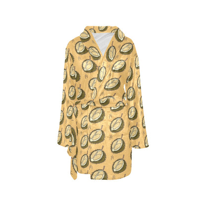 Durian Pattern Print Design DR02 Women's Fleece Robe