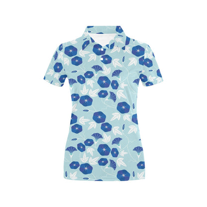 Morning Glory Pattern Print Design MG07 Women's Polo Shirt