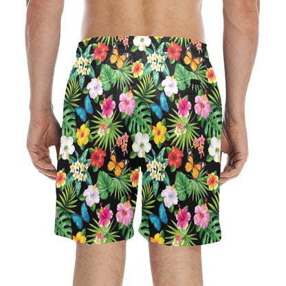 Hibiscus With Butterfly Print Design LKS305 Men's Swim Trunks Beach Shorts
