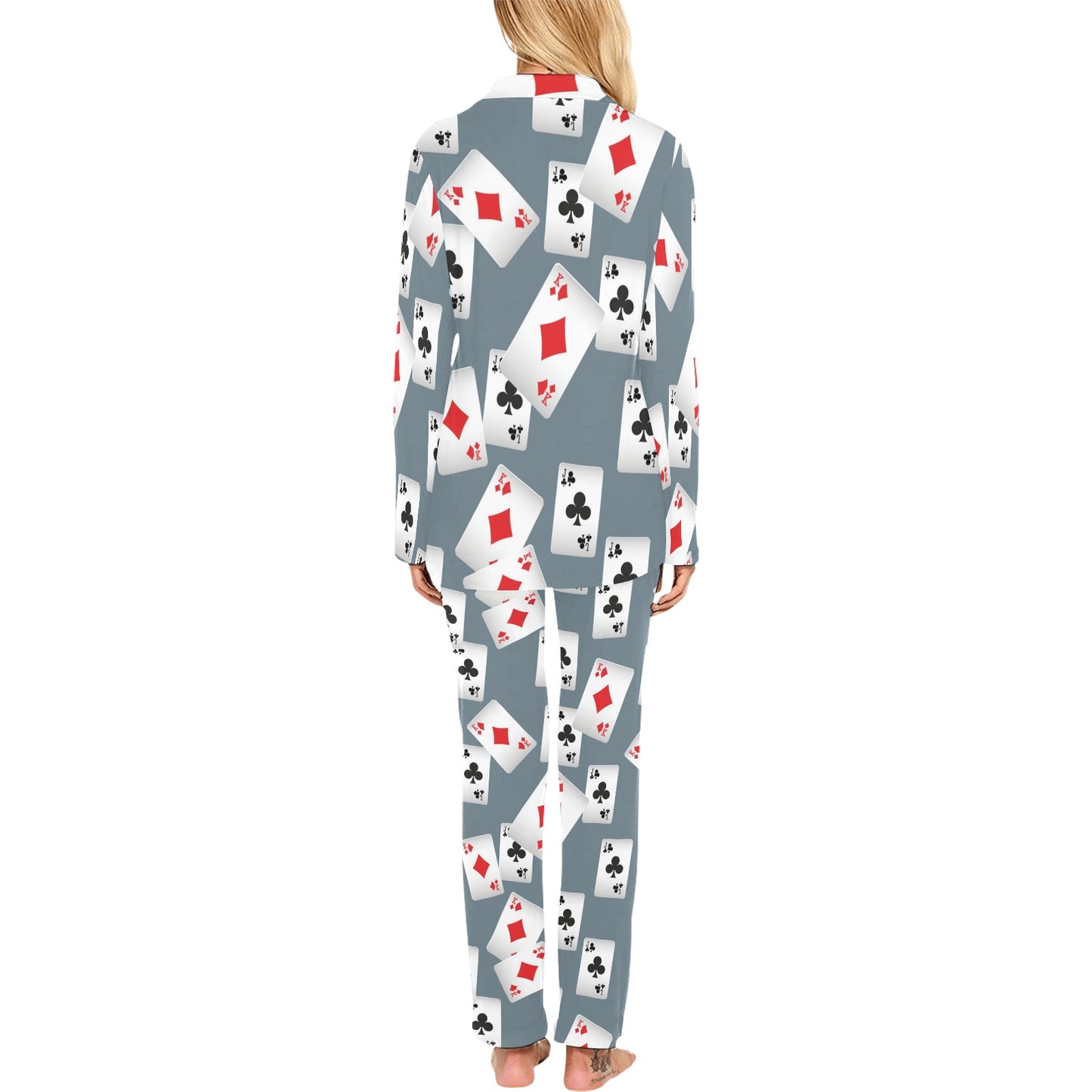 Poker Cards Pattern Print Design A05 Women's Long Pajama Set