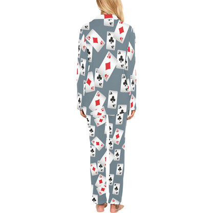 Poker Cards Pattern Print Design A05 Women's Long Pajama Set