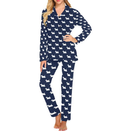 Scottish Terriers Print Design LKS303 Women's Long Pajama Set