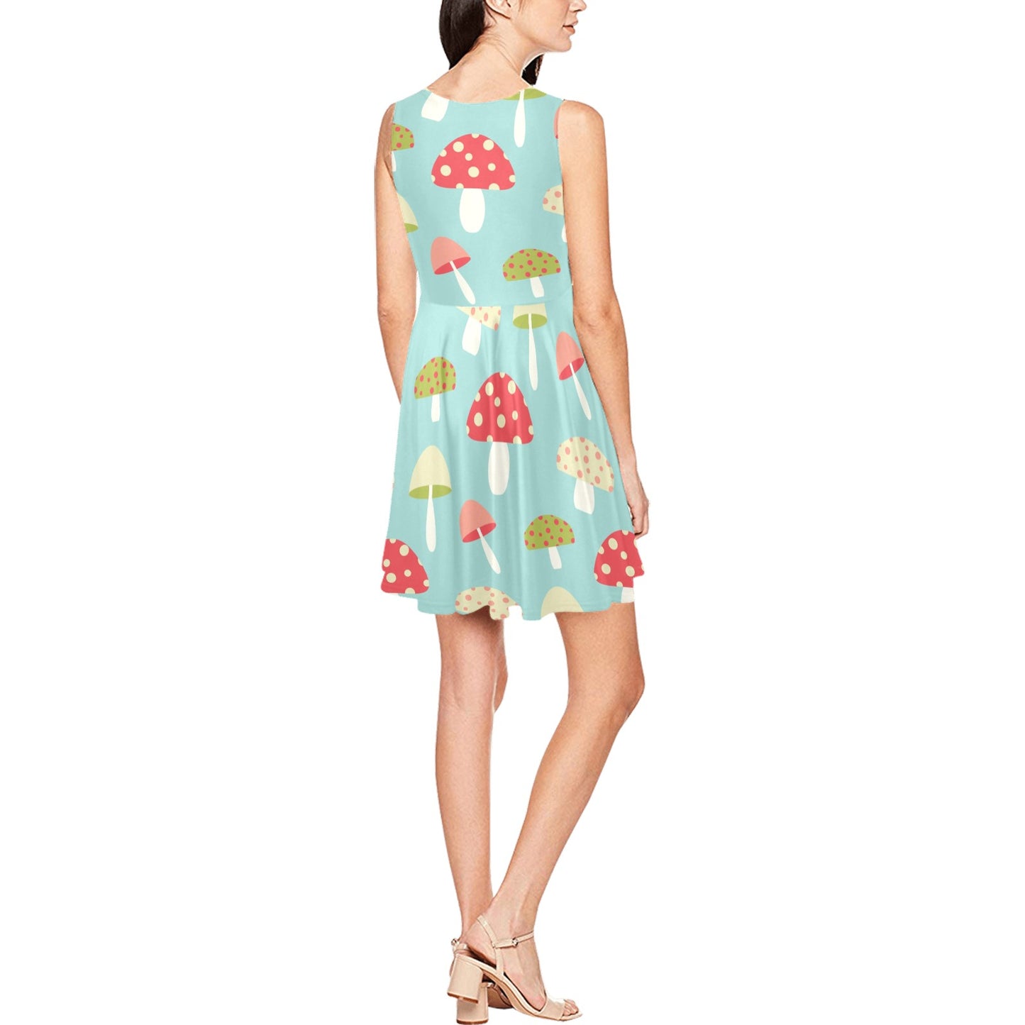 Mushroom Pattern Print Design A01 Sleeveless Dress