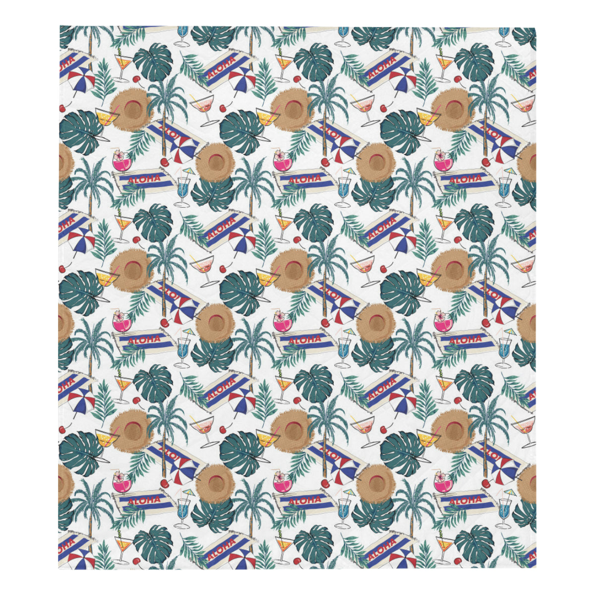 Aloha Hawaii Beach Pattern Print Design 04 Premium Quilt
