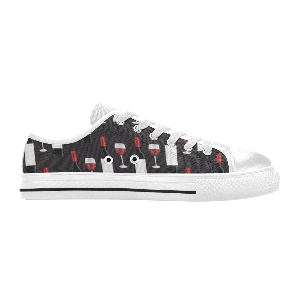 Wine Print Design LKS309 Women's White Low Top Shoes