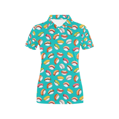 Sushi Themed Print Women's Polo Shirt