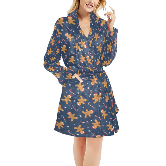 Gingerbread Pattern Print Design 01 Women's Fleece Robe
