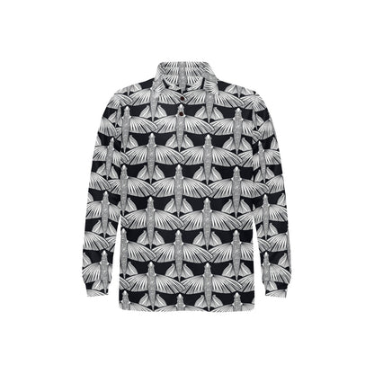 Flying Fish Pattern Print Design 03 Long Sleeve Polo Shirt For Men's