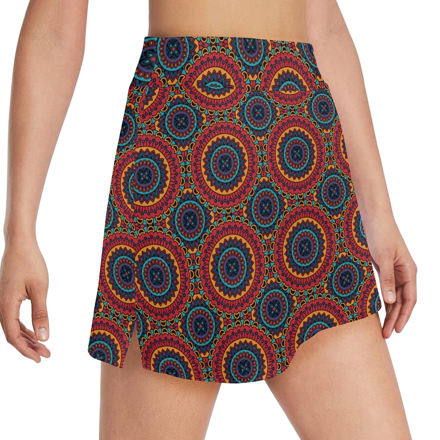 Bohemian Mandala Style Print 17" Golf & Pickleball Skort with Pockets