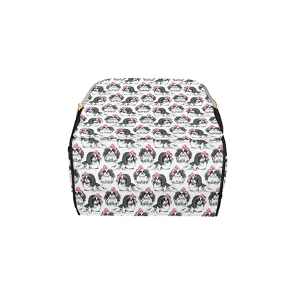 Japanese Chin Pattern Print Design 01 Diaper Bag Backpack