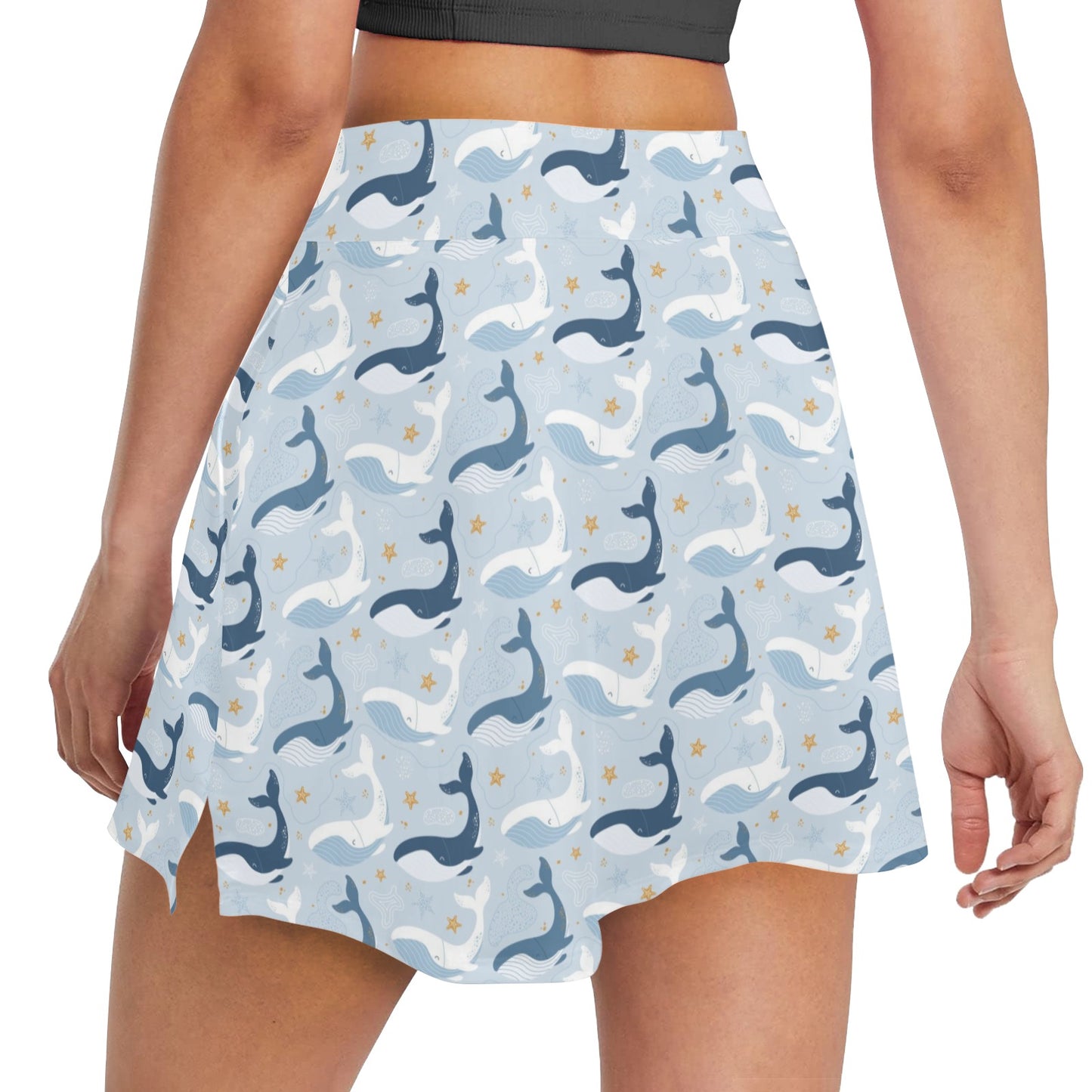 Whale Print Design LKS305 17" Golf & Pickleball Skort with Pockets
