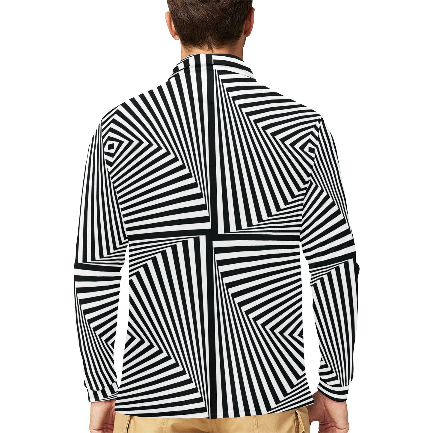 Vortex Print Design LKS302 Long Sleeve Polo Shirt For Men's