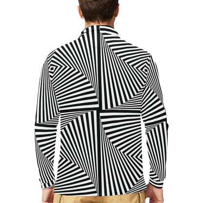 Vortex Print Design LKS302 Long Sleeve Polo Shirt For Men's