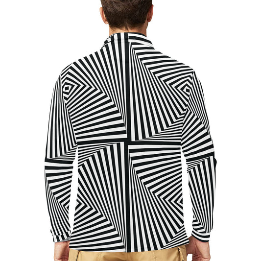 Vortex Print Design LKS302 Long Sleeve Polo Shirt For Men's
