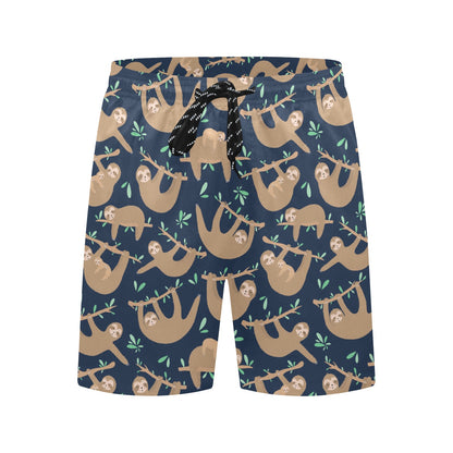 Sloth Print Design LKS307 Men's Swim Trunks Beach Shorts