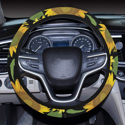 Sunflower Print Design LKS302 Steering Wheel Cover with Elastic Edge
