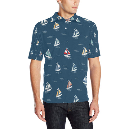 Sailing Ships Pattern Print Design A02 Men Polo Shirt