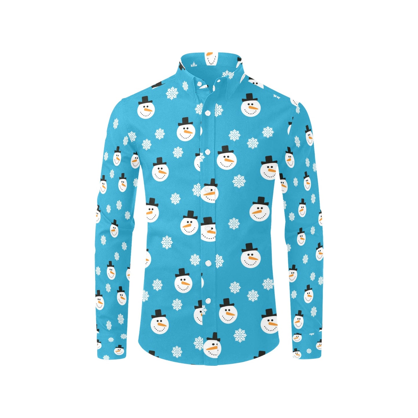 Snowman Print Design LKS303 Men's Long Sleeve Dress Shirt
