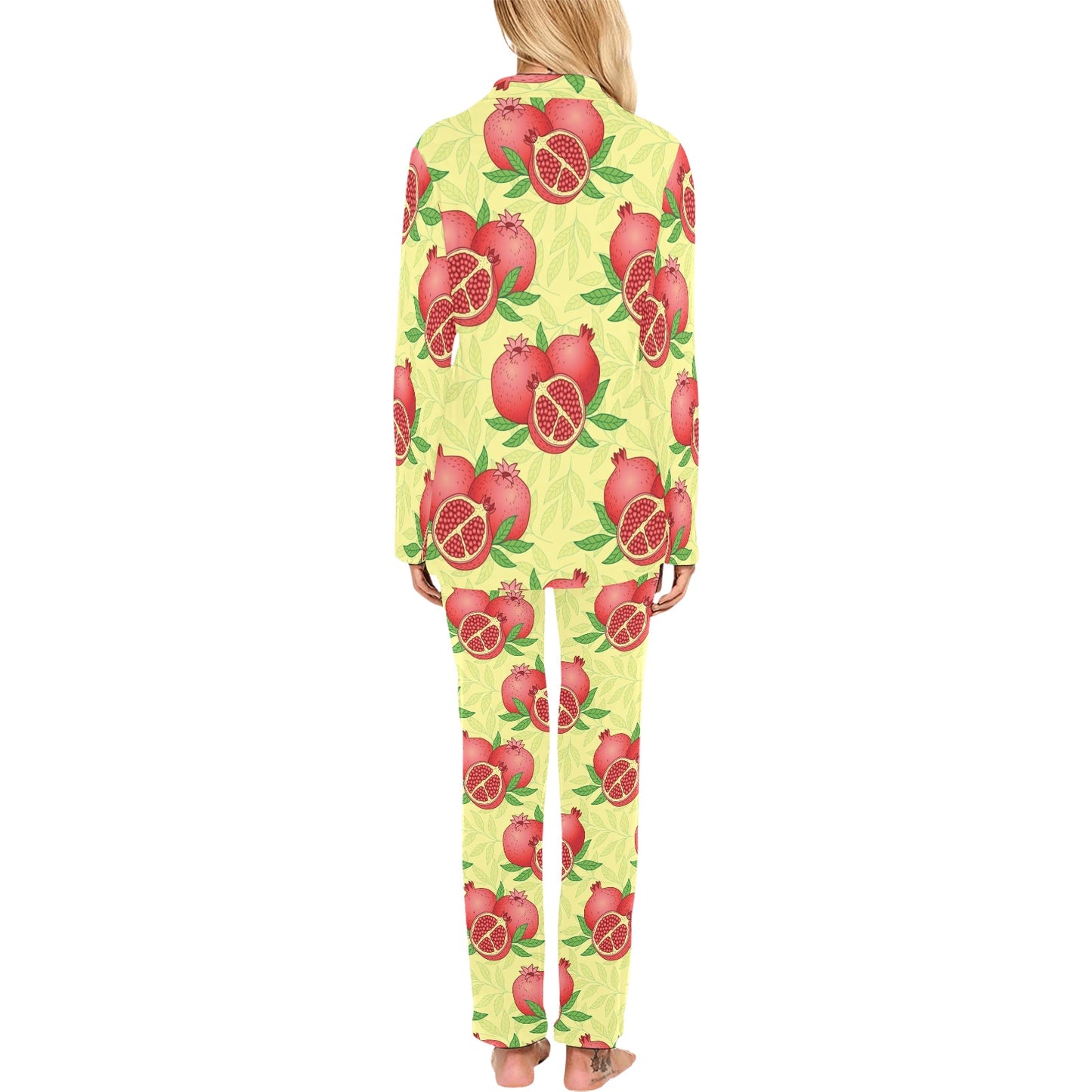 Pomegranate Pattern Print Design PG07 Women's Long Pajama Set